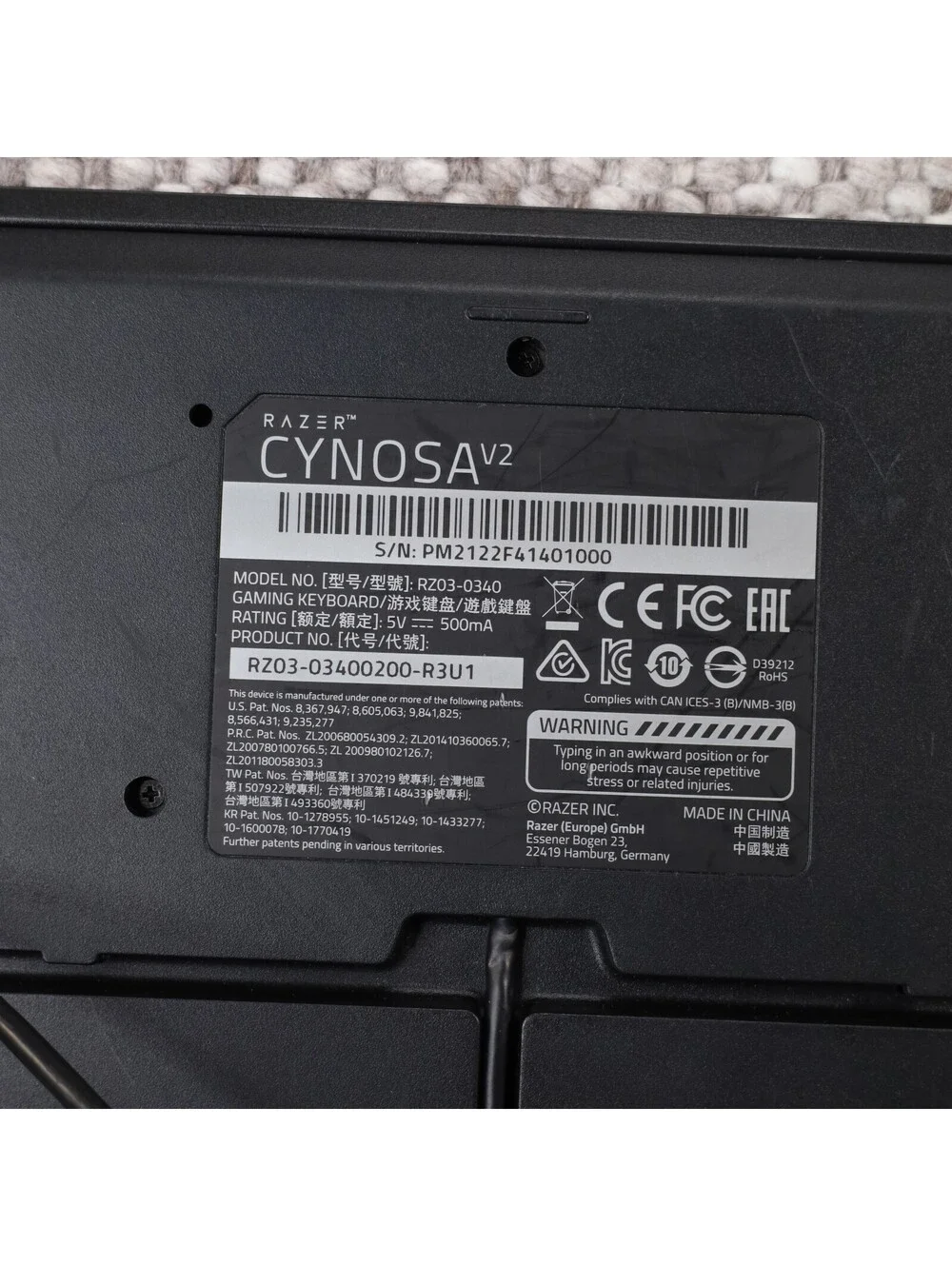 Razer Cynosa V2 Wired Gaming Keyboard RGB Backlit Membrane Black RZ03-0340 Works